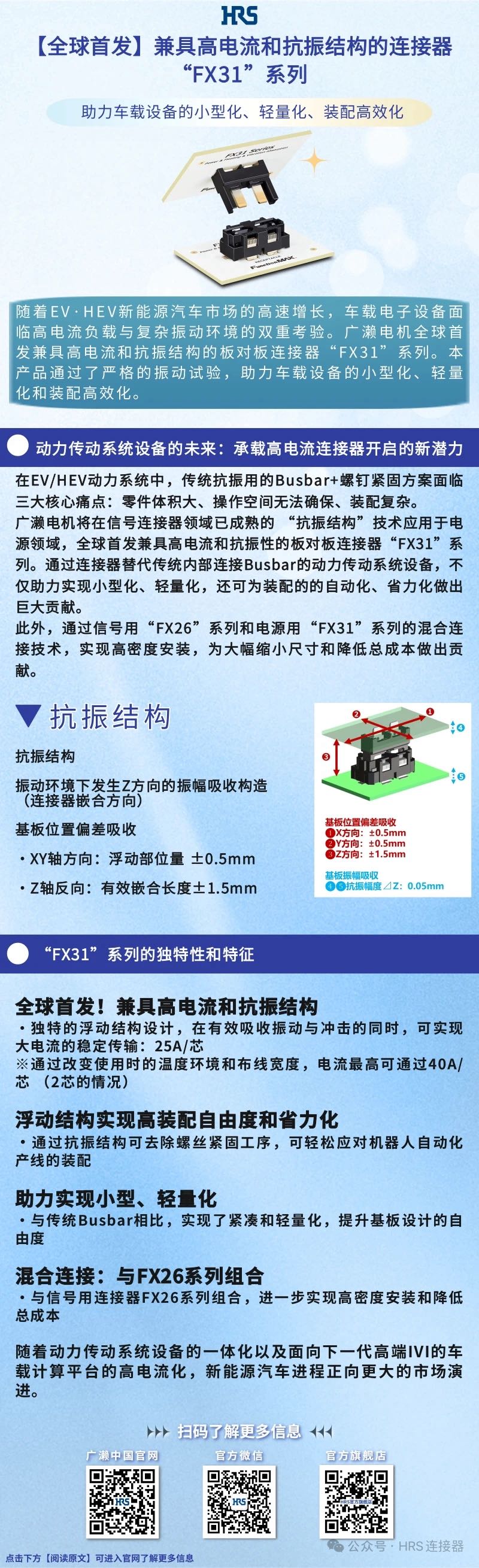 【新品發(fā)布】兼具高電流和抗振結(jié)構(gòu)的連接器&ldquo;FX31&rdquo;系列